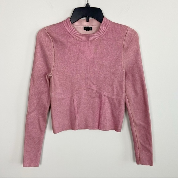 NBD Talya Metallic Coated Sweater in Pink Size M - Picture 2 of 13